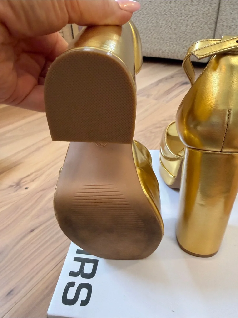 Dream Pairs Metallic Gold Platform Block Heel Sandals